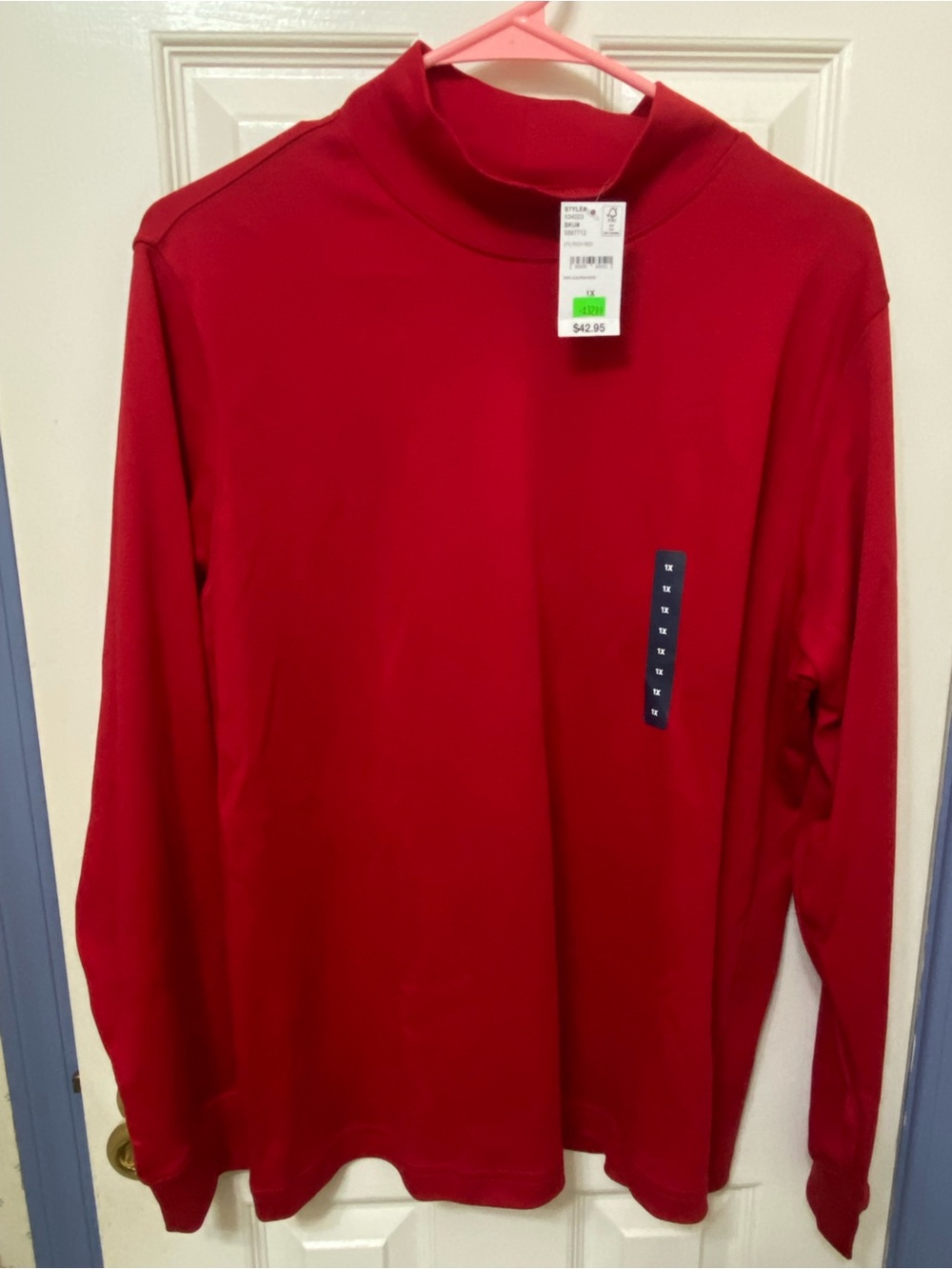 NWT—LANDS’ END Women’s Long Sleeve Red Mock Turtleneck Shirt, Size 1X